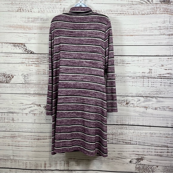 Market & Soruce Purple Striped Cowl Tie Neck Long Sleeve Dress - Picture 5 of 11